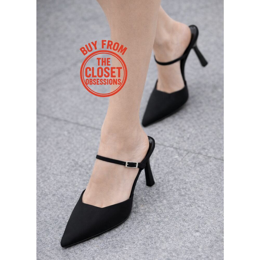 ZARA Black Buckled Mules NWT | Pointed Toe Heels | Size 8